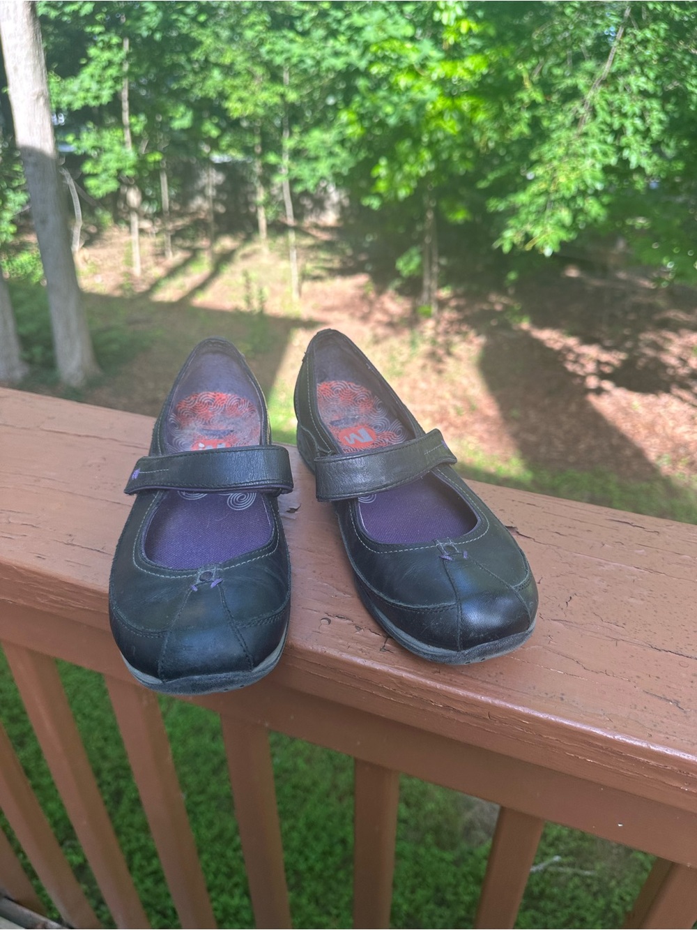 Merrell black leather Mary Jane shoes
